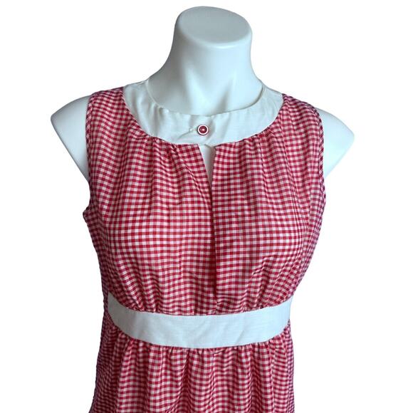 Vtg Sears Roebuck House Day Dress Sz S Red White Gingham Pinup Summer Picnic 60s - Picture 4 of 13